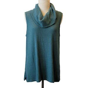 Vanessa Virginia by Anthropologie Blue Knit Cowl Neck Sleeveless Sweater Size L